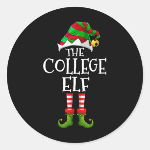 Sticker Rond College Elf Fun Correspondant Pyjama Groupe Noël W
