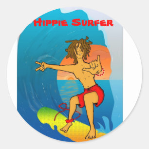Sticker Rond Collier de Hippie Surfer