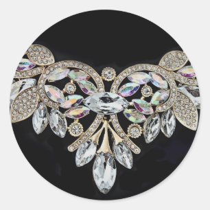 Sticker Rond Collier diamant argent noir