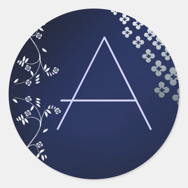 Sticker Rond Collier monogramme rond bleu foncé (Devant)