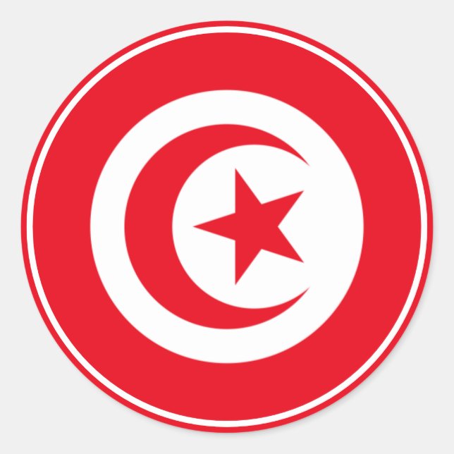 Sticker Rond collier rond classique du drapeau tunisien (Devant)
