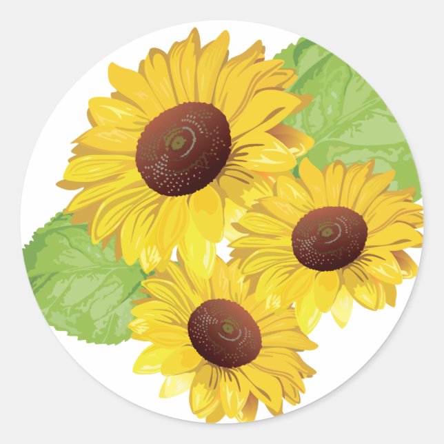 Sticker Rond Collier rond classique motif tournesol (Devant)
