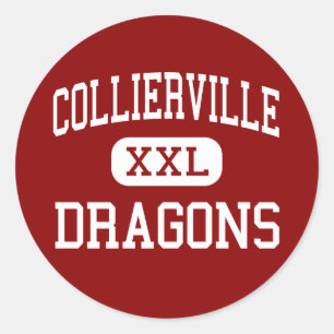 Sticker Rond Collierville - dragons - milieu - Collierville