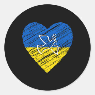 Sticker Rond Colombe de la paix en Ukraine Amour Stop à la guer