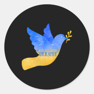 Sticker Rond Colombe de la paix en Ukraine Je suis avec le drap