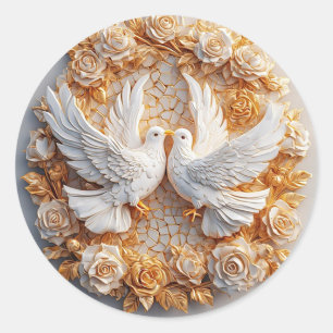 Sticker Rond Colombes blanches pour cadeau élégant et décoratio