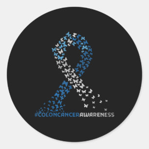 Sticker Rond Colon Cancer Awareness Colonoscopie Blue Ribbon