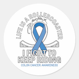 Sticker Rond Colon cancer conscience ruban bleu foncé