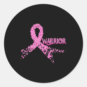 Sticker Rond Colon Cancer Guerrier Sensibilisation Ruban rose