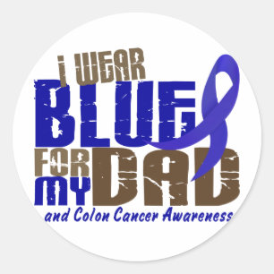 Sticker Rond Colon Cancer Je PORTE BLEU POUR MON PÈRE 6.3