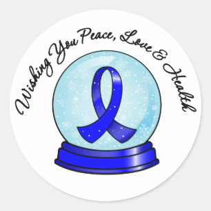 Sticker Rond Colon Cancer Ribbon Joyeux Noël Snowglobe