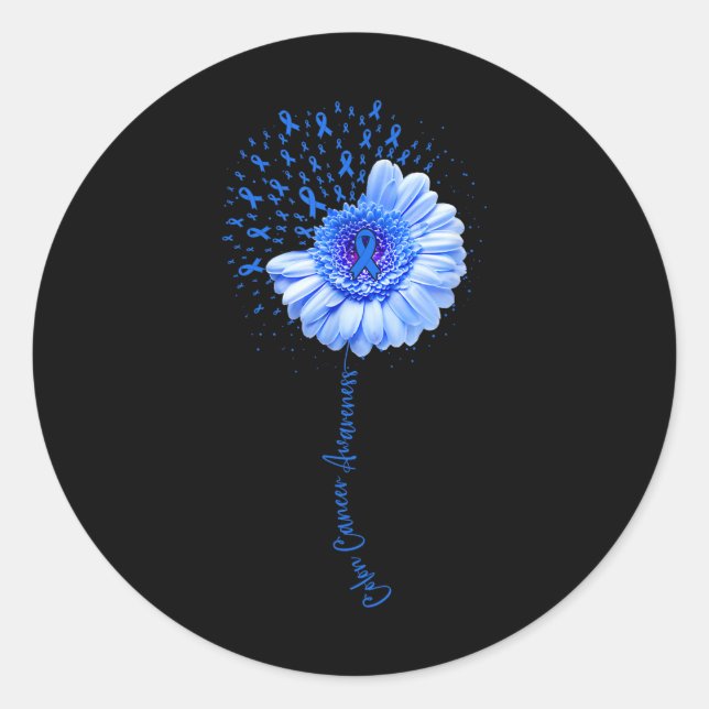 Sticker Rond Colon Cancer Sensibilisation Flower Survivor Fight (Devant)