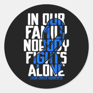 Sticker Rond Colon Cancer Support Famille Bleu Colon Cancer