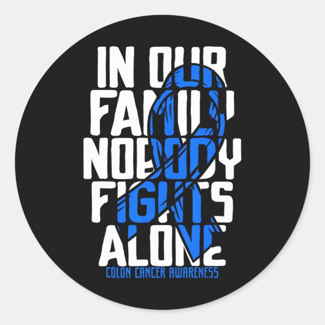 Sticker Rond Colon Cancer Support Famille Bleu Colon Cancer (Devant)