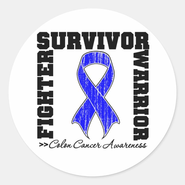 Sticker Rond Colon Cancer Survivor Fighter Warriter (Devant)