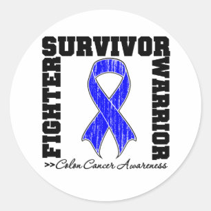 Sticker Rond Colon Cancer Survivor Fighter Warriter