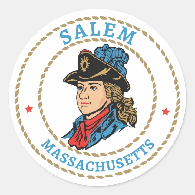 Sticker Rond Colonial du Massachusetts de Salem (Devant)