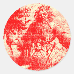 Sticker Rond Colonial vintage Toile du père noël