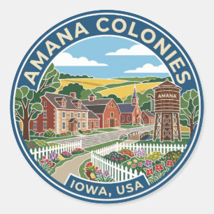 Sticker Rond Colonies Amana États-Unis