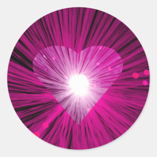 Sticker Rond Colonne Coeur rose ronde