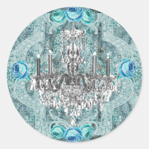 Sticker Rond Colonne ou sceau Bella Blue Marie Antoinette