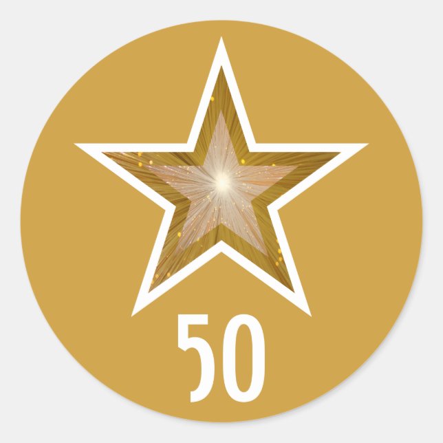 Sticker Rond Colonne ronde "Gold" Star "50" jaune (Devant)