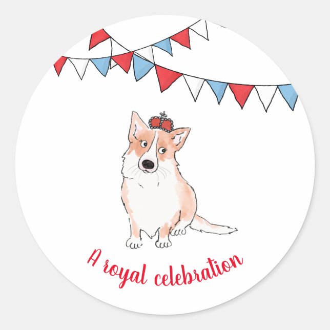 Sticker Rond Colonne ronde royale de corgi (Devant)