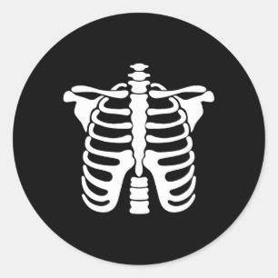 Sticker Rond Colonne Sal Bones Et Cage Rib Skeleton Halloween