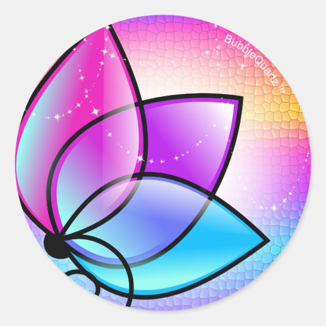 Sticker Rond Colonnes de fleurs violettes brillantes (Devant)