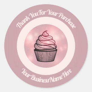 Sticker Rond Colonnes de logo d'entreprise de cupcake rose illu