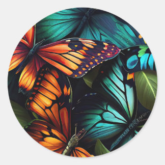 Sticker Rond Color Burst – Butterflies in Motion