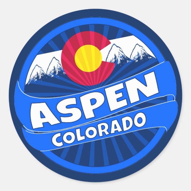 Sticker Rond Colorado Aspen collant d'éclatement de montagne (Devant)