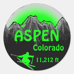 Sticker Rond Colorado collants d'art de ski vert Aspen