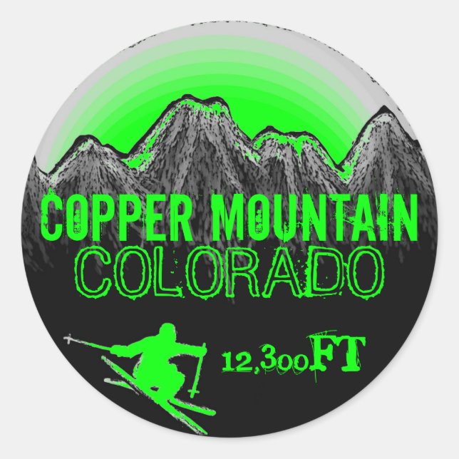 Sticker Rond Colorado Colorado collants d'art de ski vert (Devant)