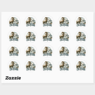 Sticker Rond Colorado, moutons de l'orgie des Rocheuses,