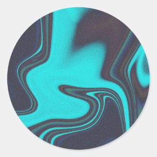 Sticker Rond Colorant arrondi en marbre cyan liquide