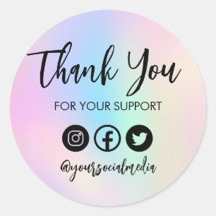Sticker Rond Coloré Faux Holo Merci tendance Insertion