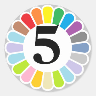 Sticker Rond coloré numéro 5sticker