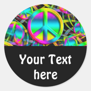 Sticker Rond Coloré PEACE motif sans faille + vos idées