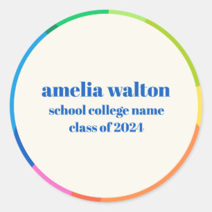 Sticker Rond Colorée Abstraite Rainbow Custom Graduation Party