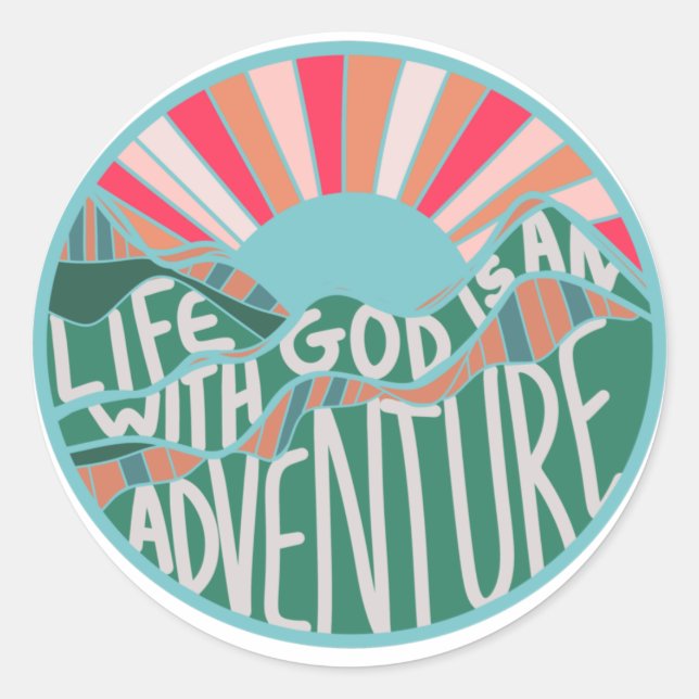 Sticker Rond Colorée Christian Mountain Adventure (Devant)