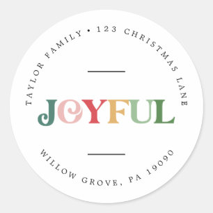 Sticker Rond Colorée Joyful Holiday Circulaire de retour Adress