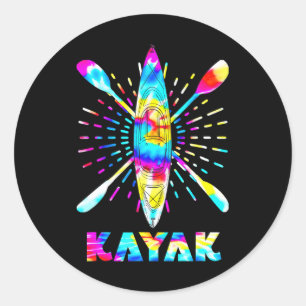 Sticker Rond Colorée Kayak Kayak Paddling vacances pour