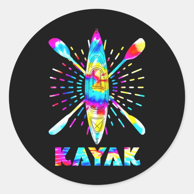 Sticker Rond Colorée Kayak Kayak Paddling vacances pour (Devant)