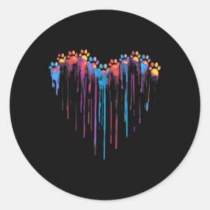 Sticker Rond Colorful Driving Empreinte de patte Heart Pet Love