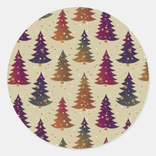 Sticker Rond Colorful Glittery sapin de Noël Motif répétitif