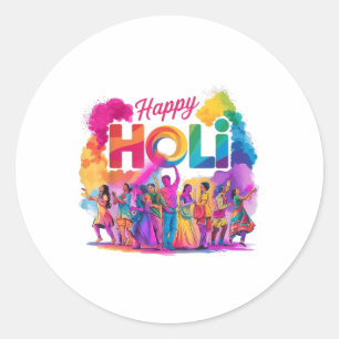 Sticker Rond Colorful Happy Festival Holi Célébration India Par