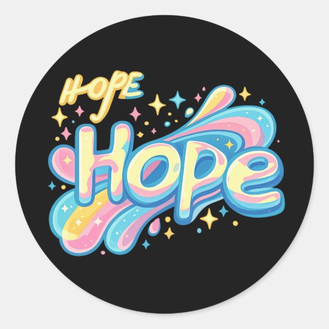 Sticker Rond Colorful Hope Graffiti - Y2K Sparkle Aesthetic (Devant)