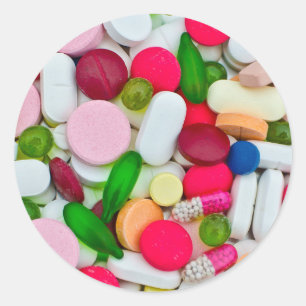 Sticker Rond Colorful pills custom product