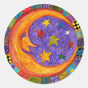 Sticker Rond Colorful, Sun, Moon and Stars Coaster